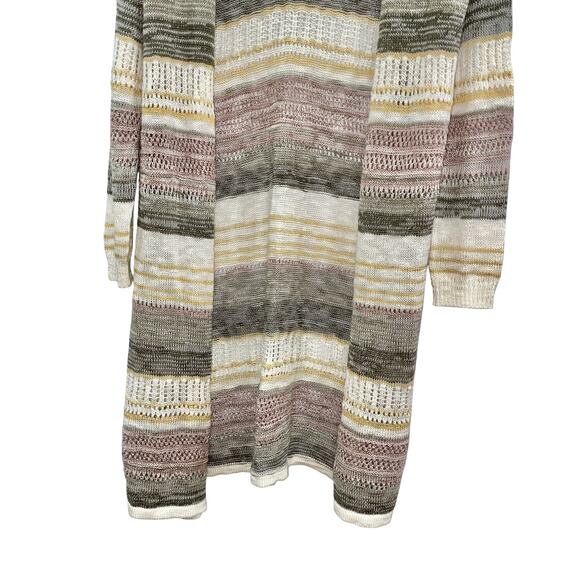 Olive Oak Striped Multicolor Knit Sweater Cardigan Long Sleeve Size M - Picture 5 of 6